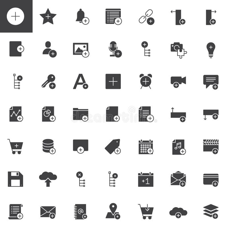 Add applications with plus sign vector icons set stock illustration
