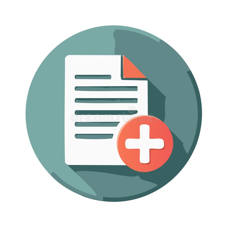 Add new document with plus button, vector illustration, file adding, creating document vector illustration