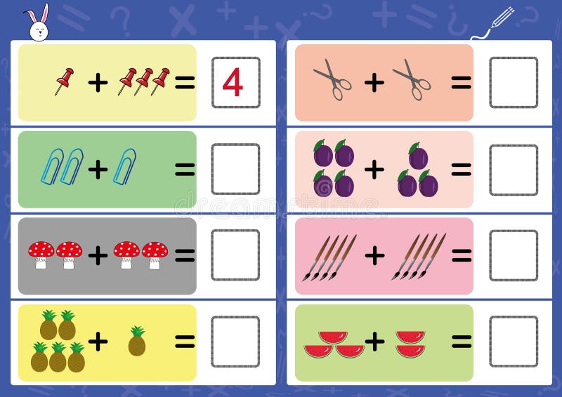 Addition the Object and Write the Correct Answer Stock Illustration ...