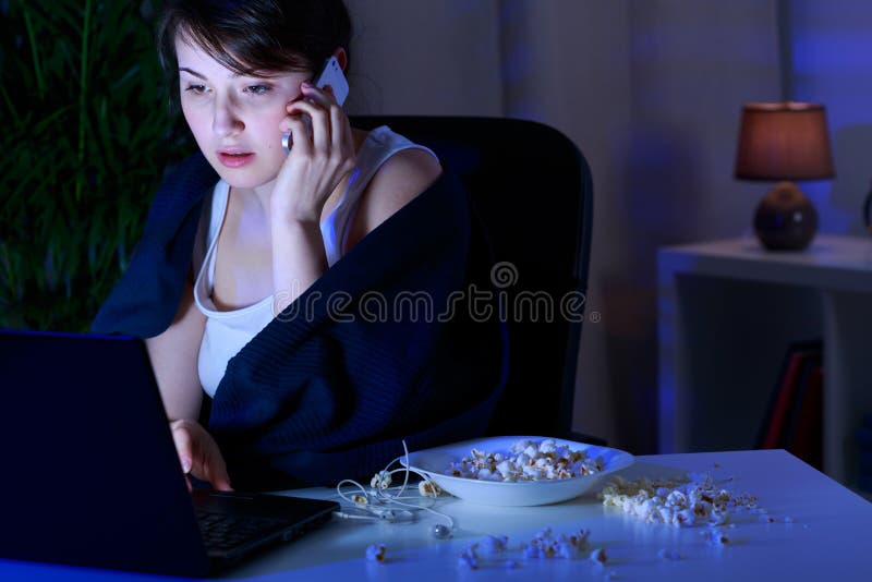 Addicted to computer and phone stock images