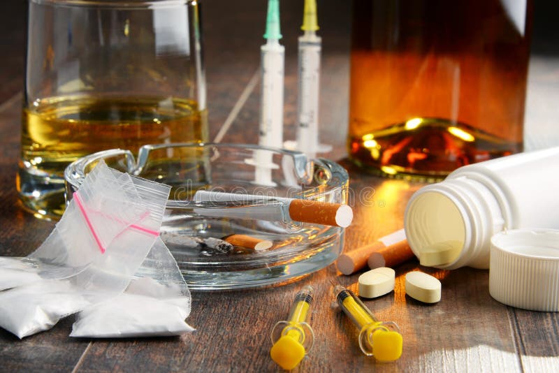 addictive substances, including alcohol, cigarettes and drugs royalty free stock photo addictive substances, including alcohol, cigarettes and drugs royalty free stock photo