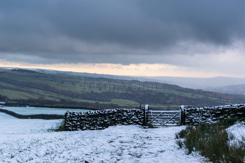 Snow and Frost on Addingham Moor. Yorkshire Stock Photo Image of