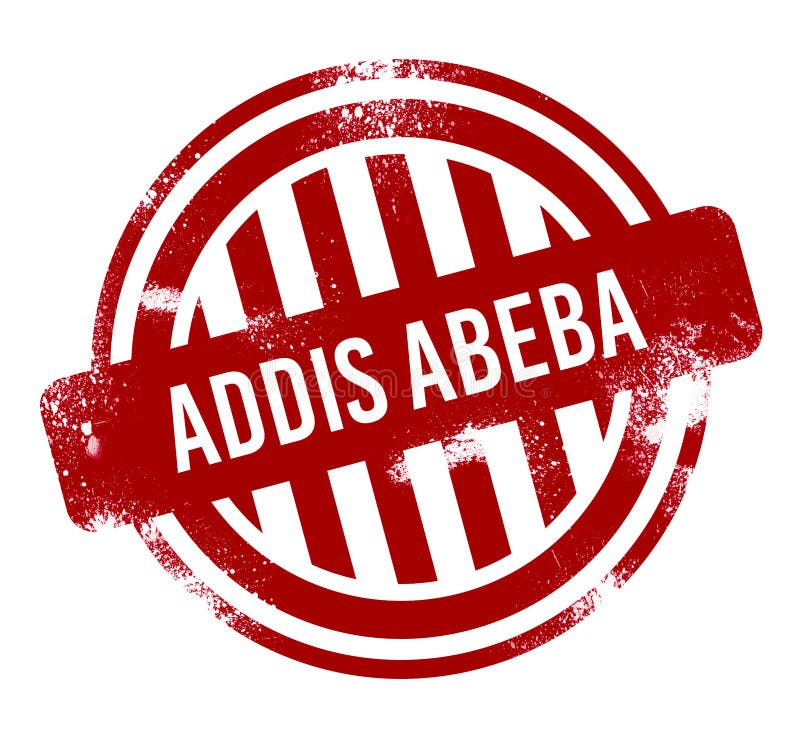 Addis Abeba - Red grunge button, stamp vector illustration