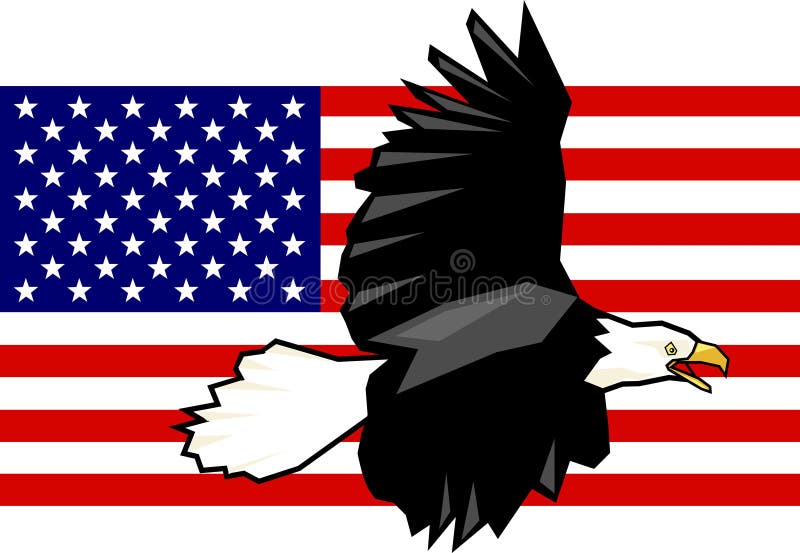 Adelaar en Vlag stock illustratie Adelaar en Vlag stock illustratie