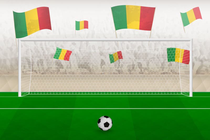 Formação da seleção nacional de futebol do mali no campo de futebol.