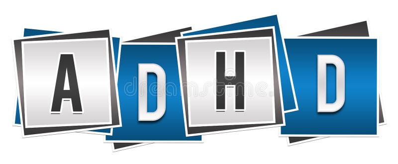 ADHD - Attention Deficit Hyperactivity Disorder Blue Grey Blocks royalty free illustration