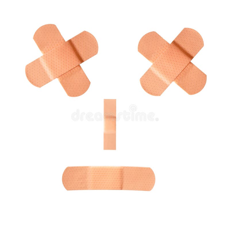 Adhesive Bandages Making a Sad Frown Face Stock Photo Image of hurt, close 13222100