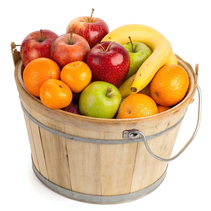 Adi Fruits in Bucket Isolated on White Background vector illustration