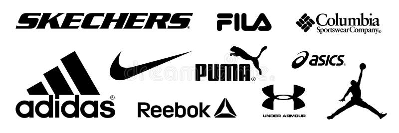 Adidas, Nike, Reebok, Asics, Jordan, Puma, Under Armour, Kappa, Diadora, Lotto, Umbro - Logos of Sports Equipment and Editorial Photography - of name, clothing: 212598582