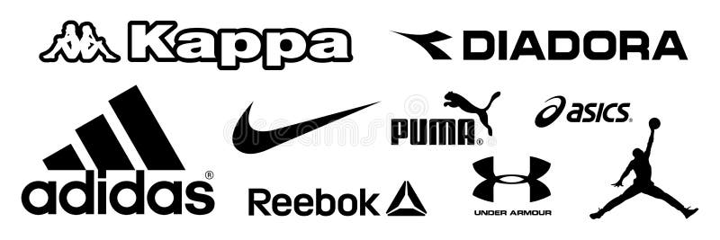 Reebok, Nike, Jordan, Adidas, Puma - Logos of Sports Equipment and ...