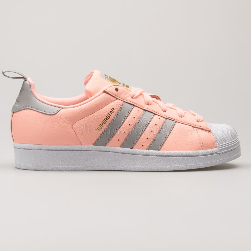 Adidas Superstar Rose, Gold, Grey and White Sneaker Image of background, equipment: 182603322