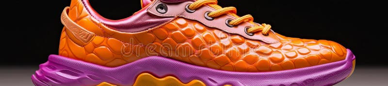 Adidași cu design vibrant cu accente de neon portocaliu și violet royalty free illustration