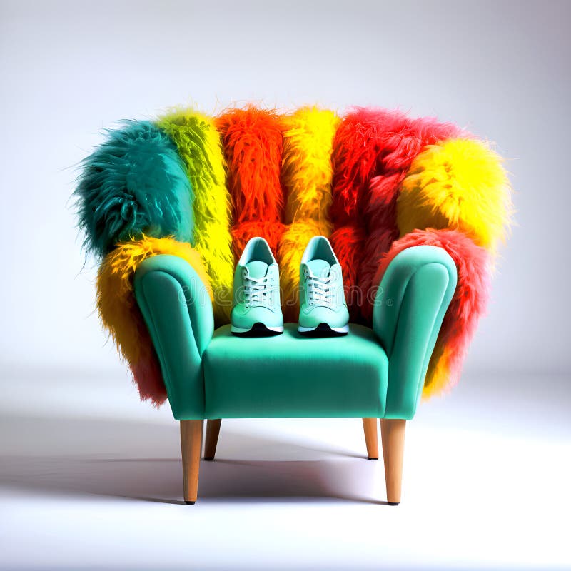 Adidași de joacă și scaune confortabile, cu setări aldine colorate royalty free illustration