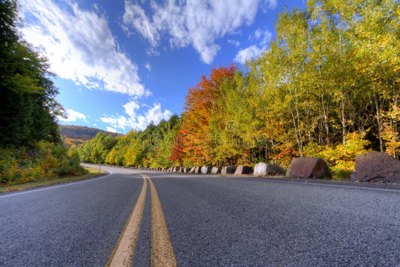 Adirondack Mountain Road and Trees in Autumn