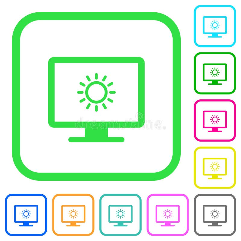 Adjust screen brightness vivid colored flat icons royalty free illustration