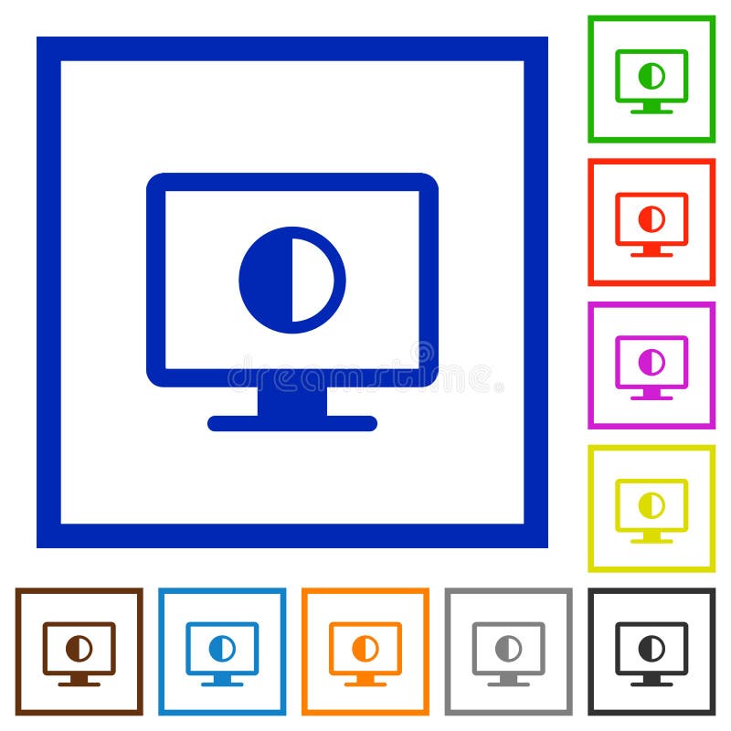 Adjust screen contrast flat framed icons royalty free illustration
