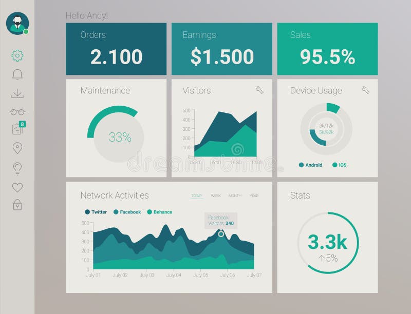 Admin App Dashboard royalty free illustration