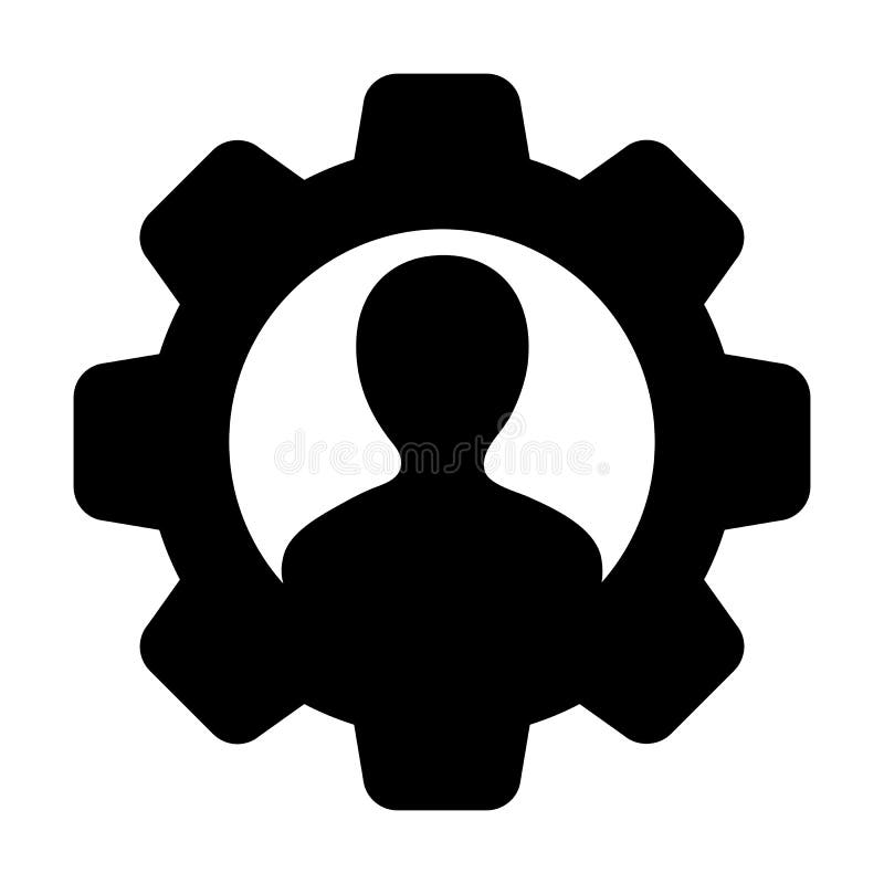 Admin Icon Vector Male User Person Profile Avatar with Gear Cogwheel for  Settings and Configuration in Flat Color Glyph Pictogram Stock Vector   Illustration of male infographic 150138136