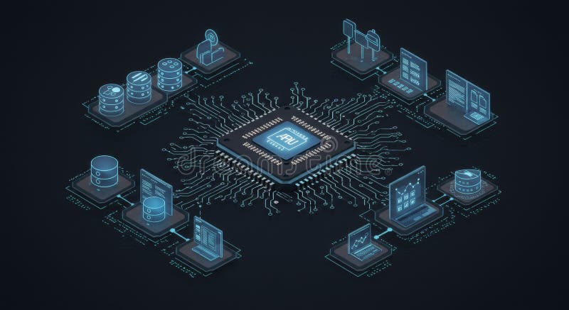 Administrare îmbunătățită a datelor optimizând fluxul de informații pentru succesul întreprinderii Gestionare optimizată a datelor vector illustration