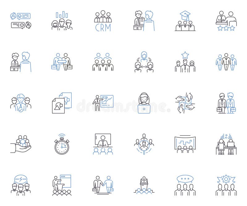 Administrative assembly line icons collection. Governance, Leadership, Decision-making, Organization, Communication royalty free illustration