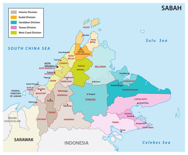 Indonesia Administrative Map With Flag Stock Illustration