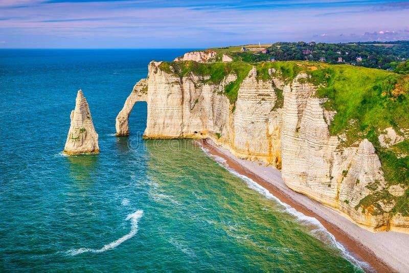 Admirable Atlantic Ocean Coastline with High Cliffs, Etretat, Normandy ...