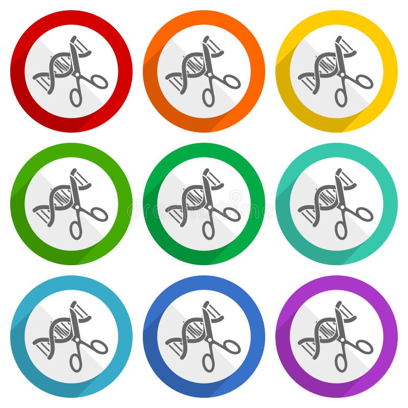 Adn modificación genética vector iconos conjunto de coloridos botones de diseño plano para webdesign y aplicaciones móviles.