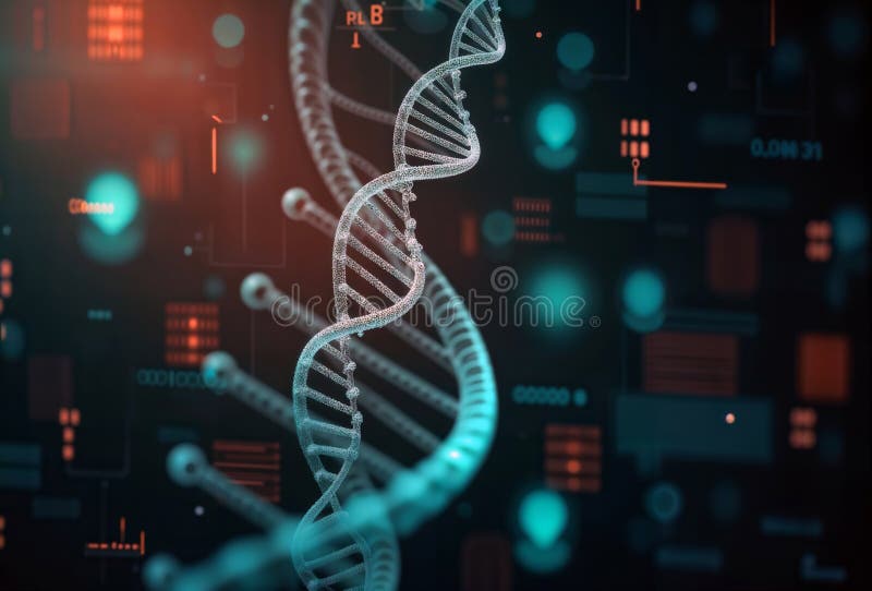 ADN strălucitor Helix Futuristic Tech Generative vector illustration