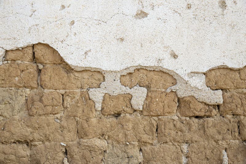 Adobe brick wall close up