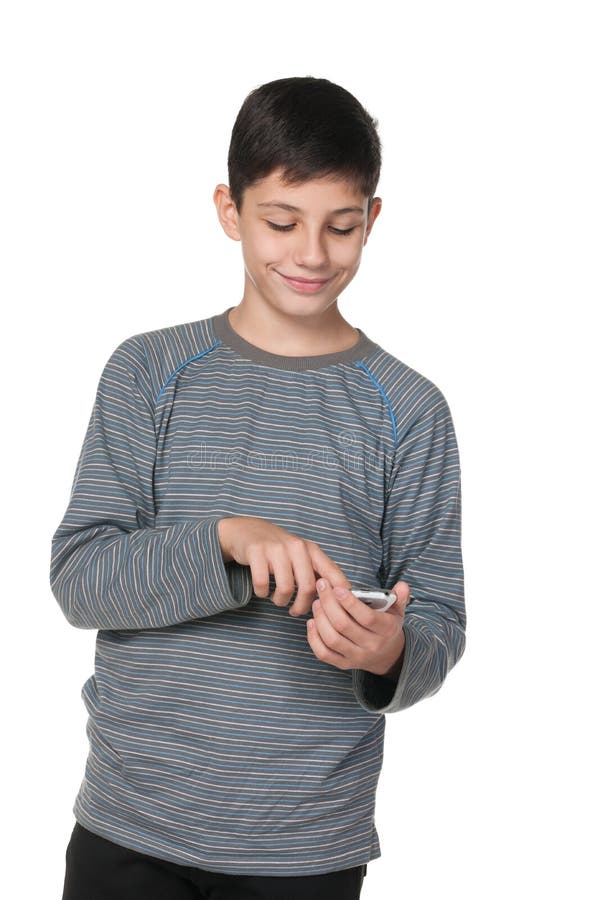 Adolescent avec un smartphone photo stock Adolescent avec un smartphone photo stock