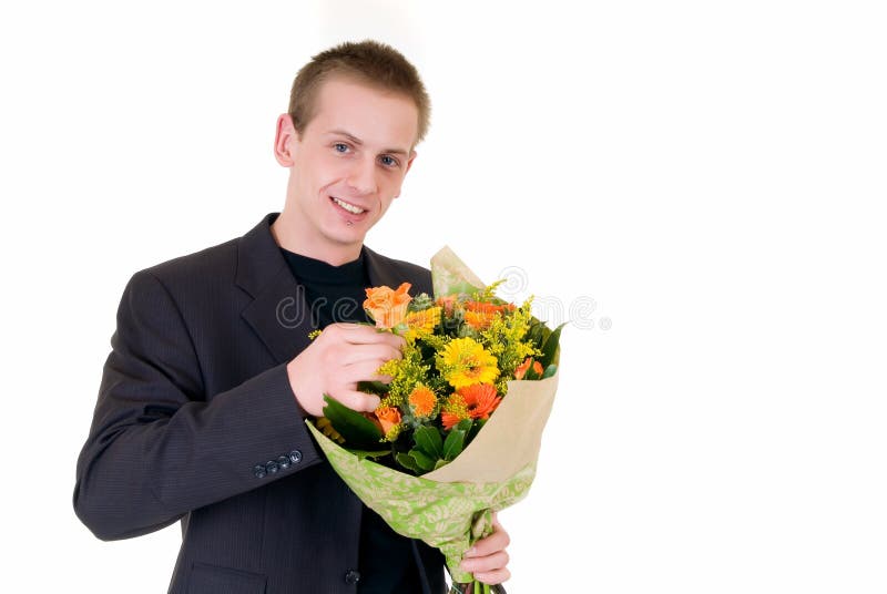 Adolescente com o ramalhete das flores imagens de stock Adolescente com o ramalhete das flores imagens de stock