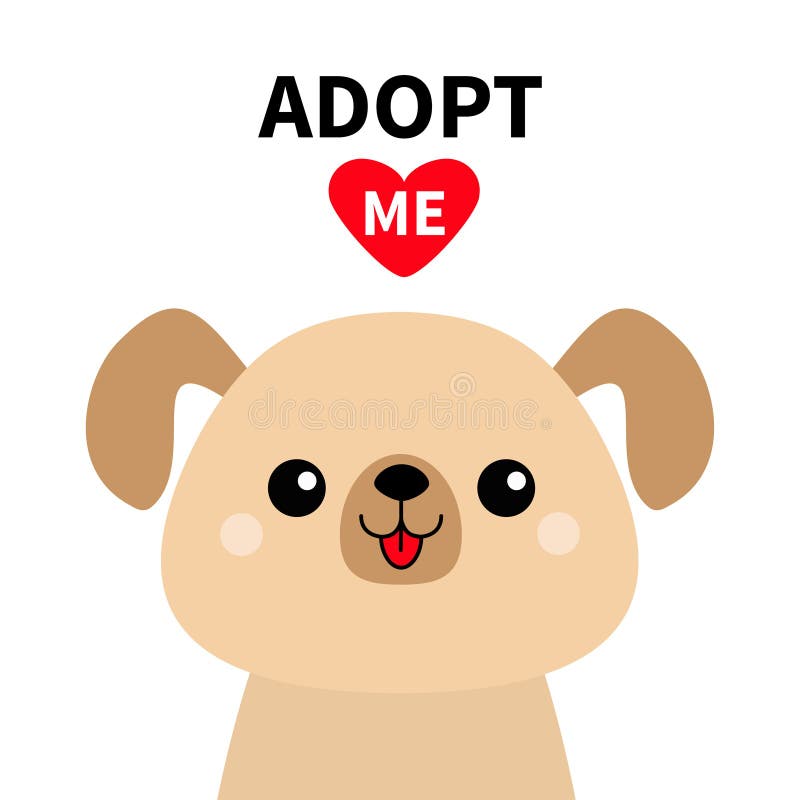Adopt Me Cute Dog Face Silhouette Red Heart Pet Adoption
