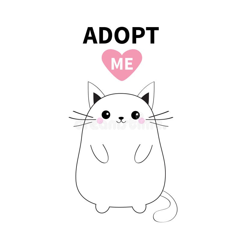 Adopt Me Dont Buy White Contour Cat Silhouette Red Heart Pet