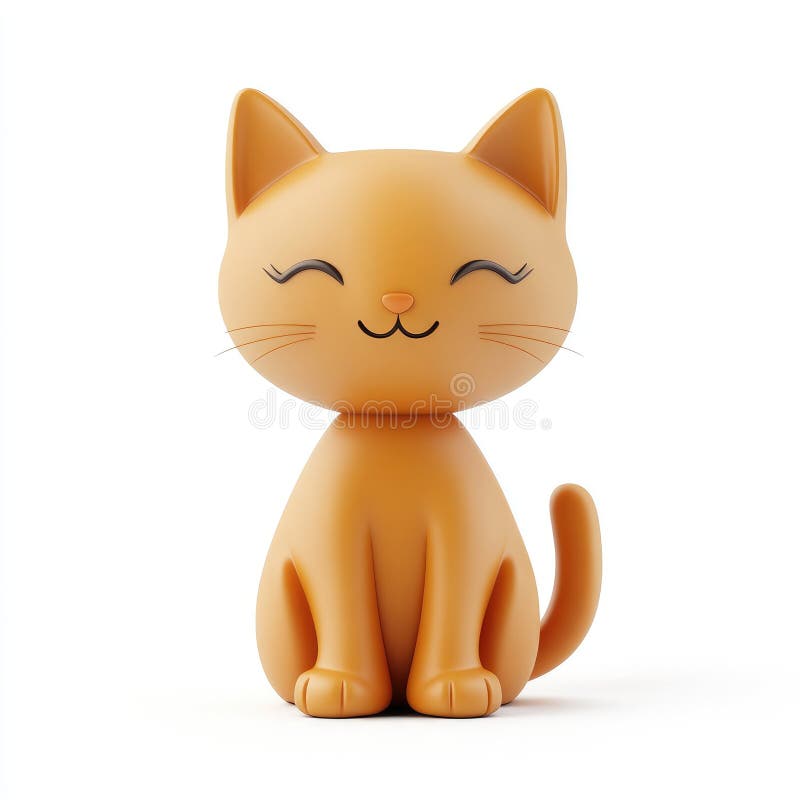 Adorabil 3D randat portocaliu pisoi șederea fericit Expresie stock illustration