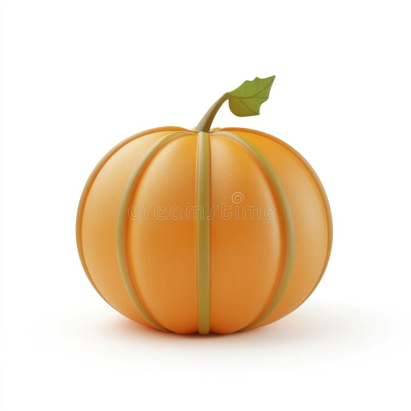 Adorabil 3D redat dovleac portocaliu cu tulpină verde pentru decorarea toamnei royalty free illustration