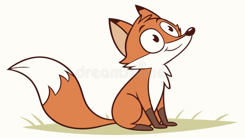 Adorabil desen animat fox ședinței alertă un design prietenos de vector de animale forestiere Generative AI stock illustration