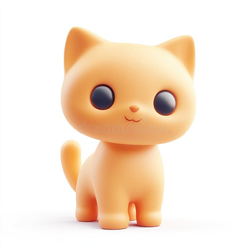 Adorabil Desen animat Pisicuta 3D randat Orange Kitty stock illustration