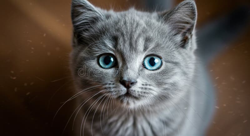 Adorabil Gray Kitten cu ochi albaștri izbitoare stock illustration