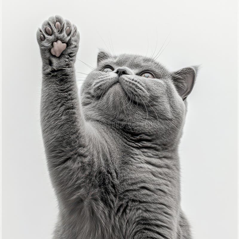 Adorabil Gray Kitten Ridicarea Paw Animal Drăguț De Companie Jucăuș royalty free illustration