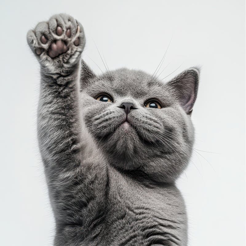 Adorabil Grey Kitten Ridicarea Paw Playful Pet vector illustration