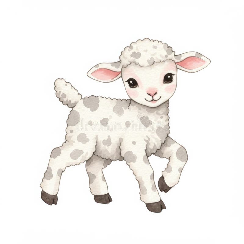 Adorabil gri pătat miel ilustrare stock illustration