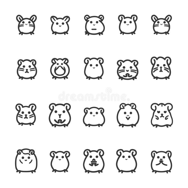 Adorabil Hamster Colecție : Set de pictograme rozătoare drăguțe vector illustration