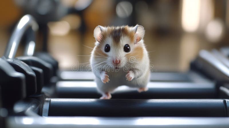 Adorabil Hamster Running on Small Treadmill stock illustration