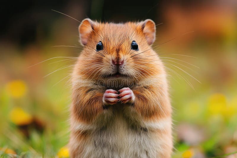 Adorabil Hamster Stând pe Iarbă Draguta Rozătoare Close Up royalty free illustration