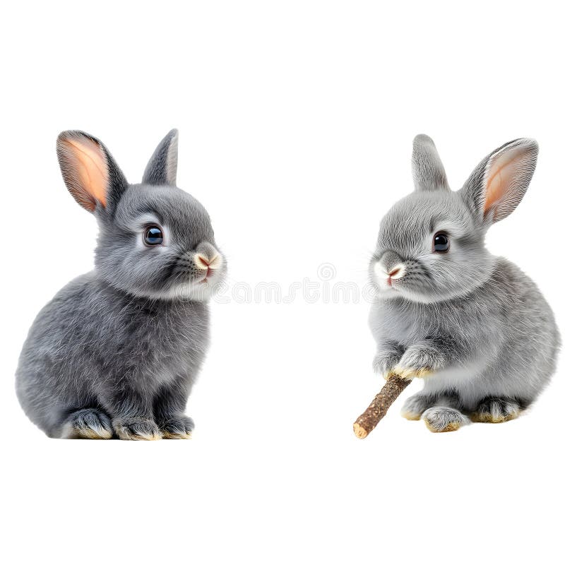 Adorabil Iepuraș Gri Copil Stând Dulce royalty free illustration