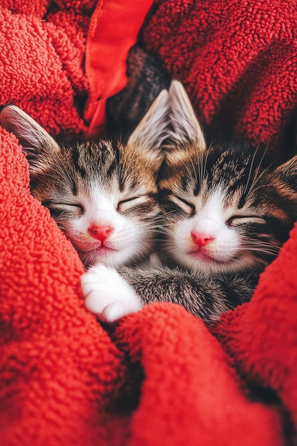 Adorabil Kittens Napping în pătură royalty free stock photos