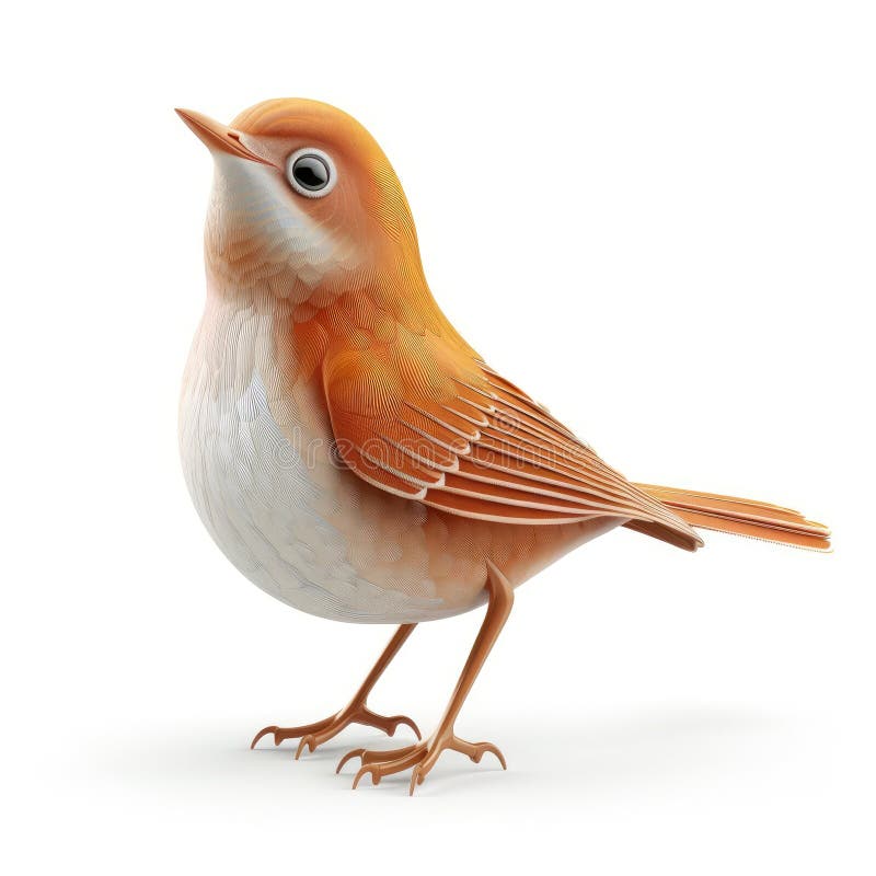 Adorabil Orange Bird 3D Ilustrație randată royalty free illustration