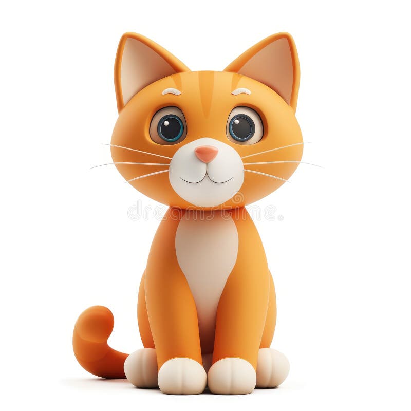 Adorabil Orange Pisicuta 3D Redat Cartoon Caracter vector illustration