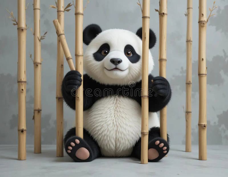Adorabile Panda Cub Tra Bamboo illustrazione di stock