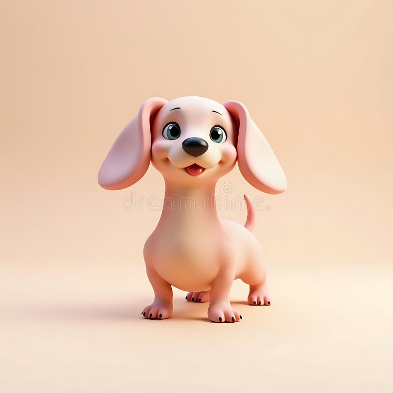 Adorabile Pink Dachshund Puppy : Una deliziosa vignetta 3D royalty illustrazione gratis